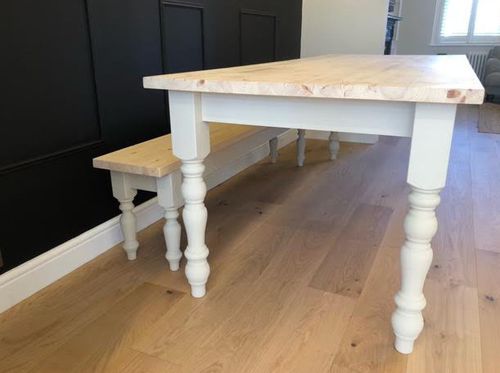 Farmhouse Dining Table And Bench Sets Handmade Dining Table Set Rustic Dining — image 10