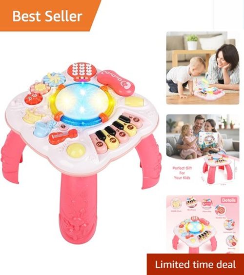 Cemirk Baby Activity Table - Educational Musical Toy for 6-36  - Pink