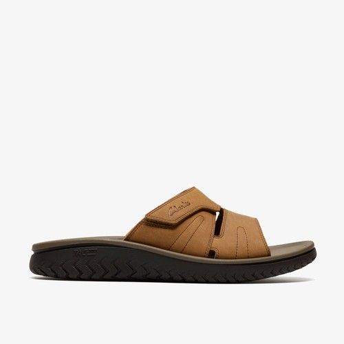 Clarks Mens Wesley Vibe Sand Slip Ons,Sliders Leather Casual