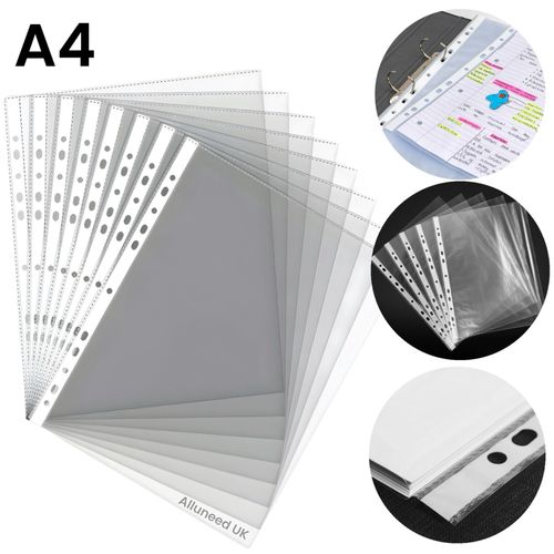 A4 Heavy Duty Clear Plastic Wallets Punched Pockets 11-Hole Poly Sleeves Filing — image 10