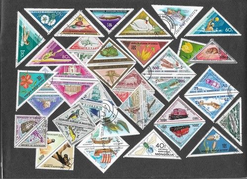 TRIANGULAR STAMPS  200 ALL DIFFERENT COLLECTION   10/9/2026 THEMATICS