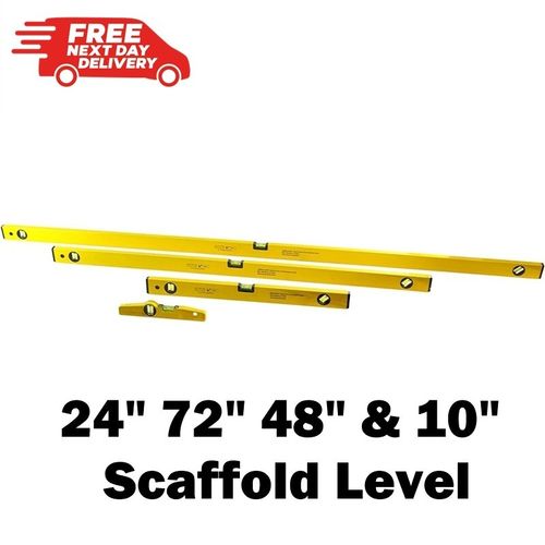 4pc Spirit Level Set 0.5 Mm/M with Ba 24" 72" 48" & 10" Scaffold Level — image 1