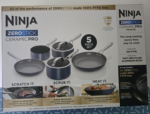 Ninja Zerostick Ceramic Pro 5-Piece Frying Pan & Saucepan Set Non-Stick