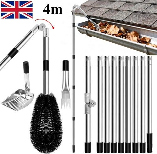 4M Gutter Cleaner Telescopic Roof Gutter Cleaning Tools Kit with Swivel Head