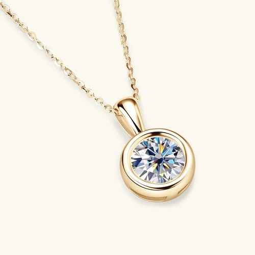 2ct Lab Created Necklace VS1 D Colour Excellent Cut 18K Gold Diamond Test Pass