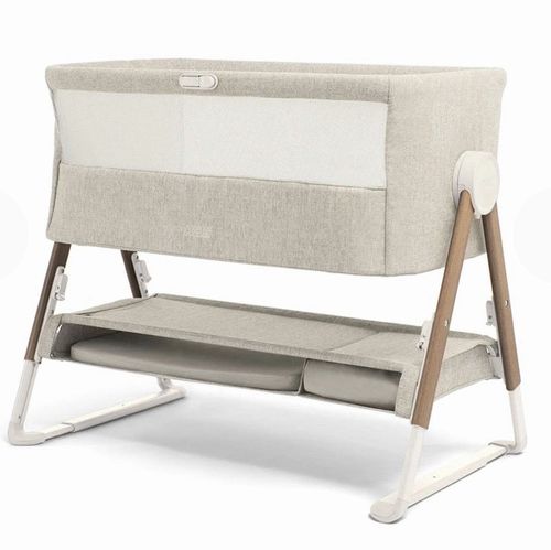 Mamas & Papas Lua Bedside Crib, Grey, With Sheets & All Accessories — image 2