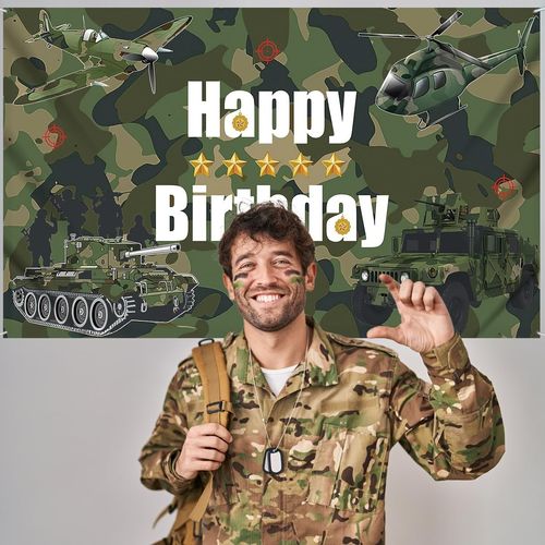 Camouflage Military Birthday Party Backdrop, 180x110cm 180cm x 110cm, Green — image 7