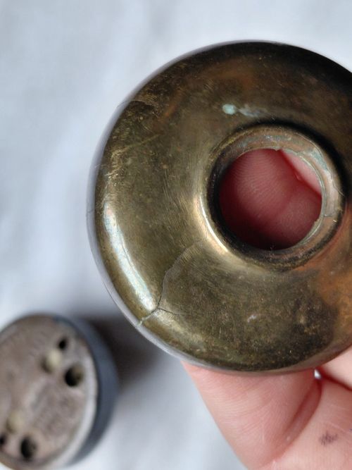 Old Vintage Round Brass & Ceramic Light Switch Toggle (Split In The Brass Spares — image 10