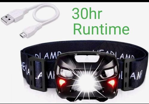 Super Bright USB Rechargeable LED Headtorch Waterproof Handsfree Sensor ⚪️🔴 — image 1