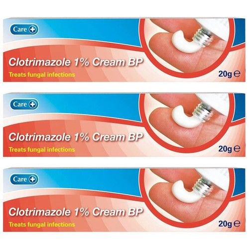 Clotrimazole Cream 1% 20g - Treats Fungal Infections, Thrush, Ringworm - 3 PACK