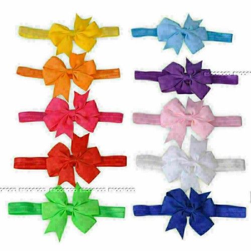 UK 10-20pcs Elastic Baby Headdress Kids Hair Band Girls Bow Newborn Headband