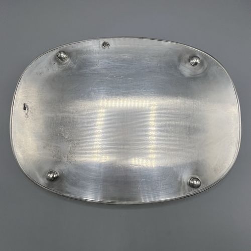 Vintage Silver Plated Gallery Serving Tray Cocktail Drinks Tea Handles Bun Feet — image 18