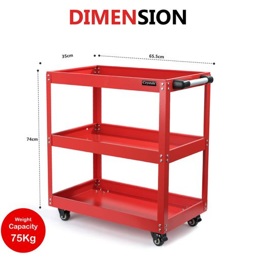 Tool Storage Heavy Duty Garage Trolley Workshop DIY 3 Tier Wheel Cart Shelf — image 2