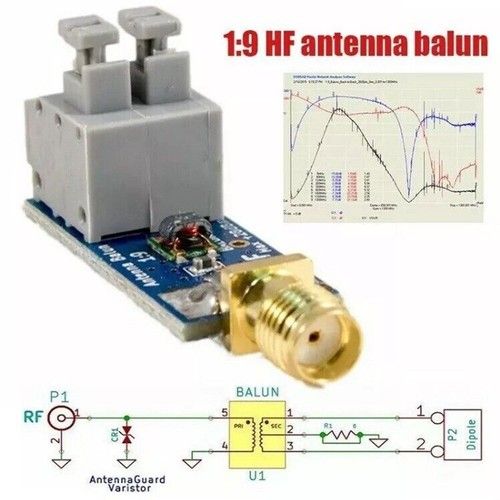 Balun 1:9 Long Wire HF Antenna For RTL-SD Ham Radio Dipole SMA Female Module