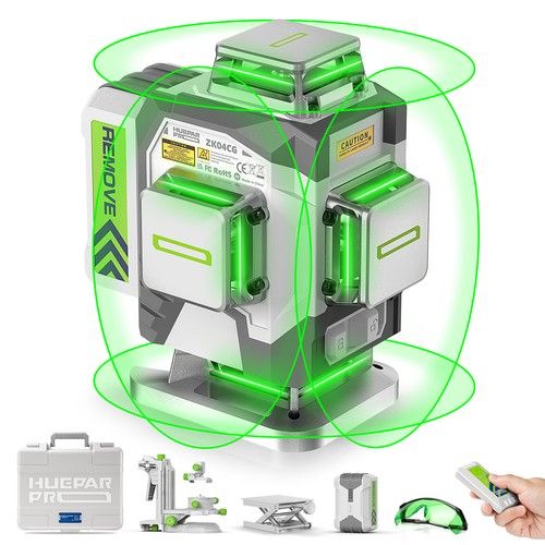 HueparPro Laser Level Self Leveling 4x360°Green Cross Line Laser&Remote Control
