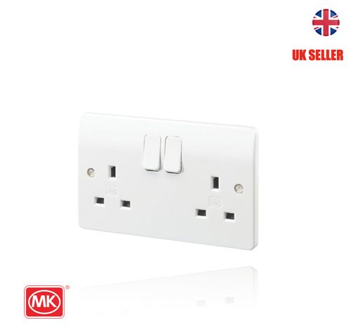 MK LOGIC PLUS RAPID 13A 2-GANG DP SWITCHED PLUG SOCKET — image 1