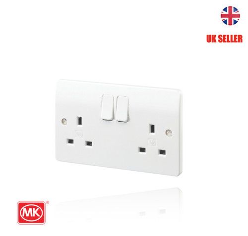 MK LOGIC PLUS RAPID 13A 2-GANG DP SWITCHED PLUG SOCKET