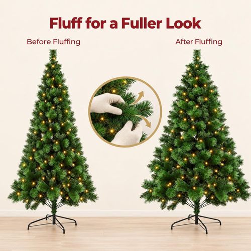 7ft Artificial Christmas Pine Tree 1200 Tips with 400 LED Lights — image 5