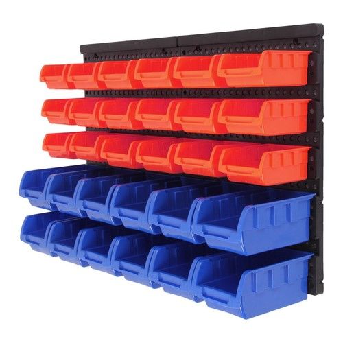 32 PCS WALL MOUNTED GARAGE STORAGE BIN WORKSHOP ORGANISER RACK DIY TOOL BOXES