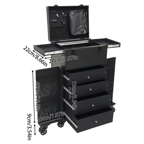 Professional Makeup Case Organizer Travel Case Rolling Makeup Cosmetics Box — image 3
