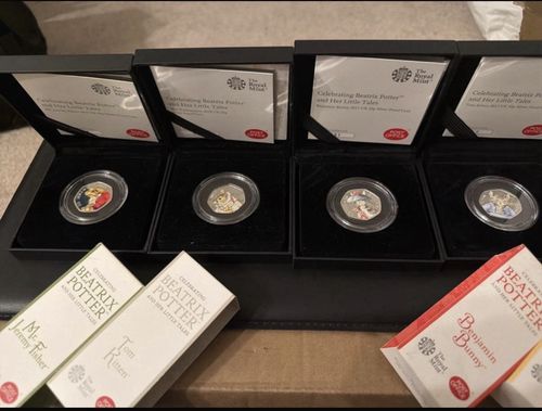 Royal Mint 2017 Beatrix Potter 50p Silver Proof Colour Coin Set 4 Coins — image 1