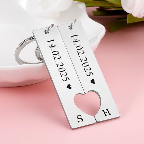 Personalised Engraved Keyrings 2pcs Couple Keychain Unique Love Gift for Her Him — image 6