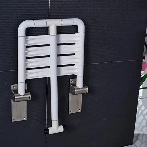 Folding Shower Bench Wall Mount Flip-up Bath Seat Bathroom Chair Non-slip Stool — image 3