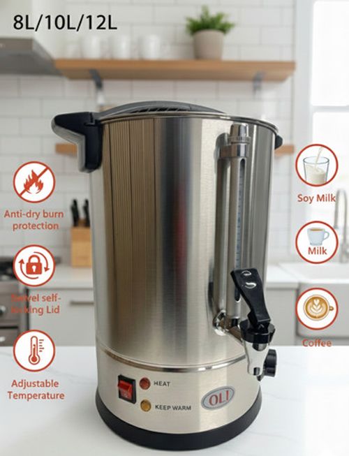 Stainless Steel Tea Urn 8L/10L/12L Commercial Electric Hot Water Boiler