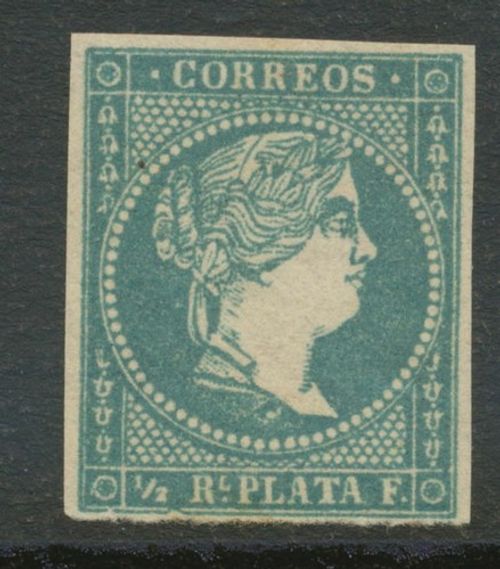 SPANISH WEST INDIES 1857 Queen Isabella II 1/2 R. Blue MNH MULTIPLE VARIETY