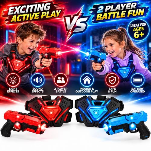 Laser Tag Quest Set 2 Blasters Light Up Chest Plates Childens Christmas Game 6+ — image 5