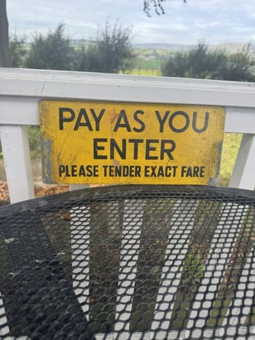 Old Original London Transport Bus Pay As You Enter Exact Fare Enamel Sign32x15cm
