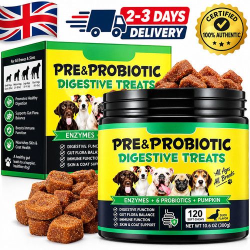 Oimmal Dog Probiotics 120 Soft Chews Pre & Probiotic Digestive Gut Health Treats