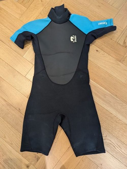 Gul Junior G Force shorty 3mm wetsuit. Size JL. Turquoise/black.