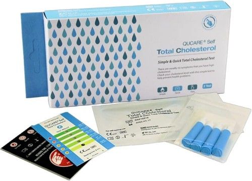 Qucare Total Cholesterol Test Kit Quick Simple Home Blood Test 2 Test Pack
