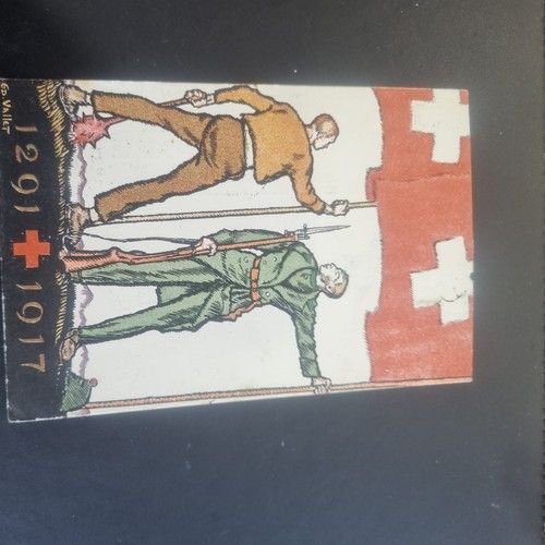 1917 WWI era Artist Signed Red Cross Postcard - Military, Weapons, Dunant
