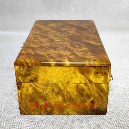 5.9"Collection Old China Gold-rimmed Nanmu Wood Carved Jewelry Box Storage Box — image 5