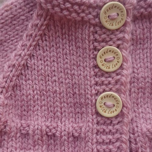 Handmade Knitted Pink Newborn Cardigan And Hat Set. — image 4