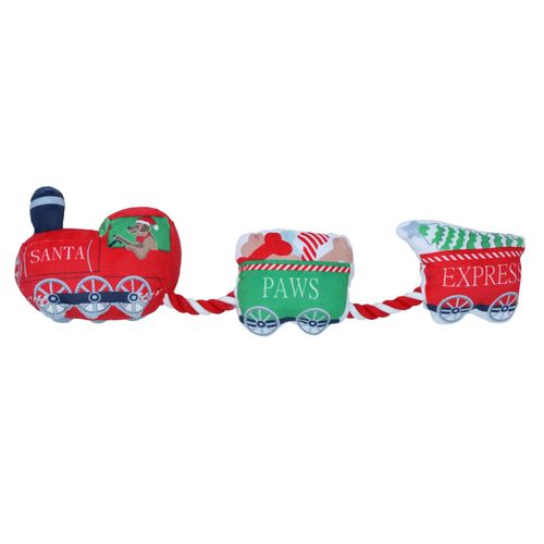 Dog Christmas Santa Paws Express Rope Plush Toy  Squeaky Rope Play Xmas Gift — image 1