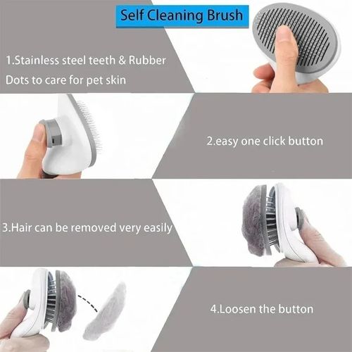 Dog Brush Cat Comb Self Cleaning Pet Hair Remover Brush For Dogs Cats Grooming — image 7