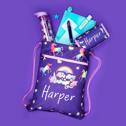Kids Personalised Pencil Case 2 Compartment Large Stationery Zippe Pouch School — image 8