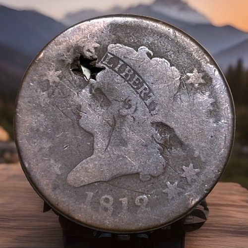 Rare 1812 Classic Head Large Cent Unique Mysteriously Holed & Detailed Americana