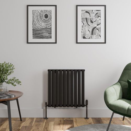 Black Designer Radiator Vertical Horizontal Flat Panel Oval Single Double Rads — image 2