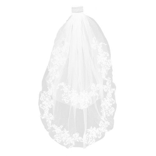 Short Bridal Veils with Durable Hair Comb White Wedding Veil for Bride