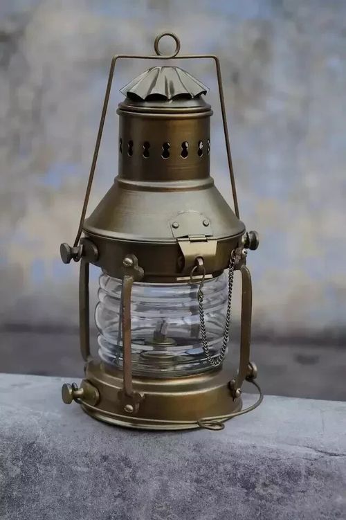 Antique Nautical Maritime Brass Hanging Oil Lamp Ship Anchor Lantern Boat Light — image 2