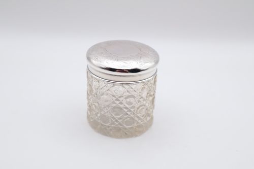 Antique Sterling Silver Topped Glass Jar Hallmarked Chester — image 2