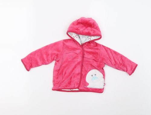 Marks & Spencer Girls Jacket Size 3-6 Months Pink Long Sleeve Hooded — image 2