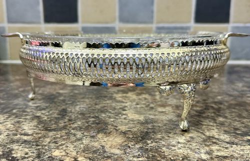 Vintage Mayell England Cut Crystal Divided Serving Dish ELL Silver-plated stand — image 5