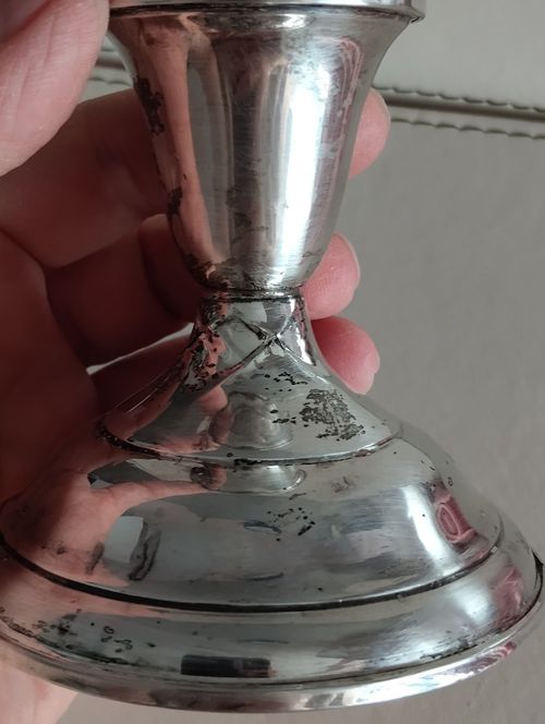 Reed & Barton Sterling Weighted Reinforced Candle Holder Tarnished Damaged Scrap — image 7