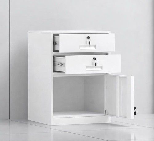 FULLY ASSEMBLED white Metal Filing Cabinet 2 Drawer Office Storage Lockable Unit