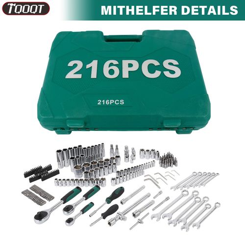 216 PCS Socket Set 1/4" 3/8" 1/2" Spanner Drive Ratchet Wrench Mechanic Tool Kit — image 2